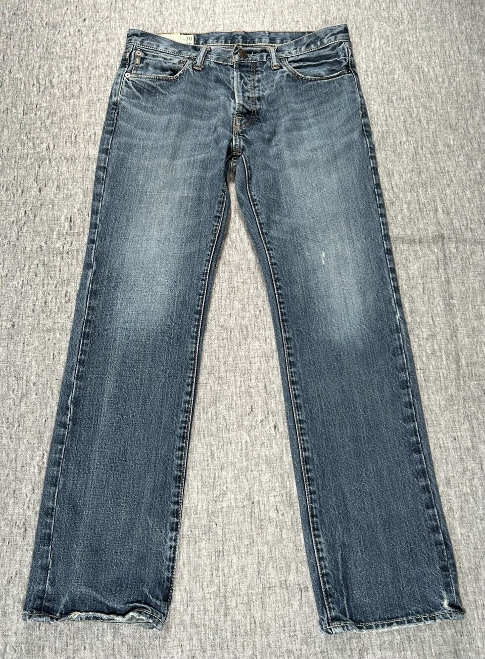 Abercrombie Fitch Remsen Jeans Mens 30x30 Low Rise Slim Straight Button-Fly
